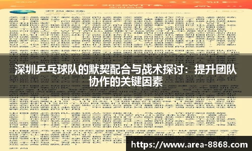 深圳乒乓球队的默契配合与战术探讨:提升团队协作的关键因素