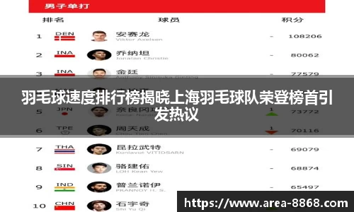 羽毛球速度排行榜揭晓上海羽毛球队荣登榜首引发热议